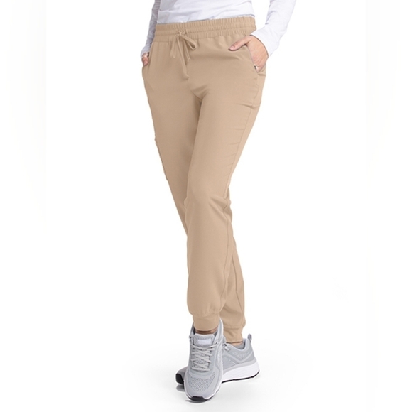Skechers by Barco Tan Mid-Rise Theory Cargo Jogger Scrub Pants XL Petite - Picture 1 of 9